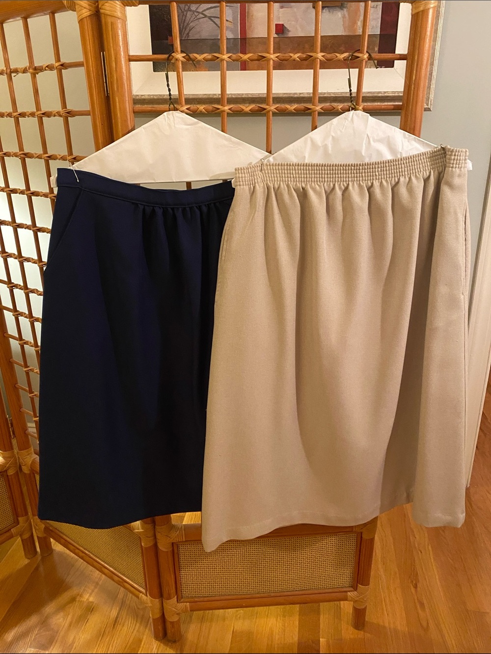 Elegant A-Line Skirt in Navy and Beige